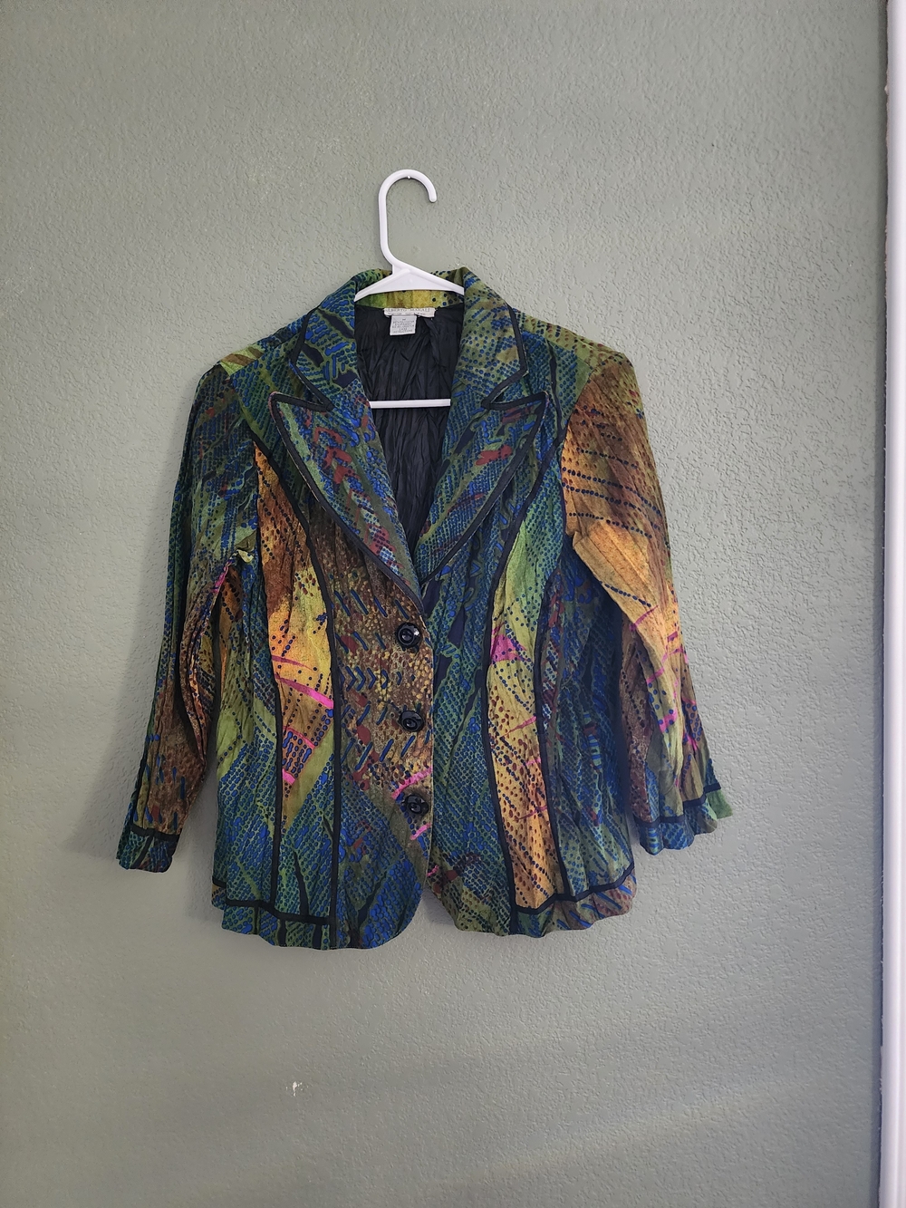 Vintage Y2K Alberto Makali Wearable Art Abstract Blazer Jacket Women’s M Made in
